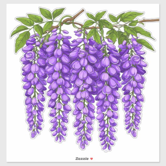 Lila Wisterien-Cluster blühen Aufkleber (Blatt)