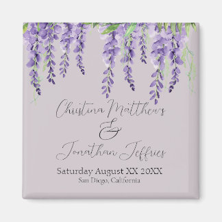 Lila Wisterienblüten auf eleganter Lavendel Magnet