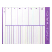 Lila Wöchentlicher Speiseplan - Einkaufsliste Notizblock (Vorderseite)