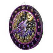 Lila Wolf gegen Sternenhimmel Dartscheibe (Vorderseite rechts)