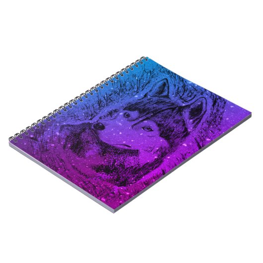 Lila Wolf Notizblock (Linke Seite)