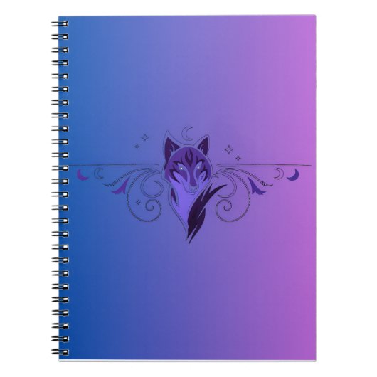 Lila Wolf Notizbuch Notizblock (Vorderseite)