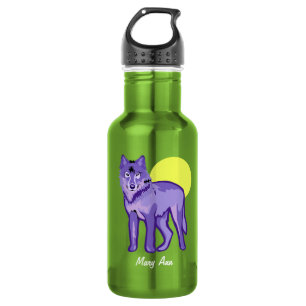 Lila Wolf Vollmond Trinkflasche