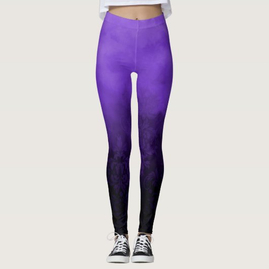 Lila Wolke Smoky Damask Glam Mode Leggings (Vorderseite)