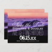 Lila Wolken Sunset Save the Date Postkarten (Vorne/Hinten)