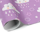 Lila Wolken und Sterne Geschenkpapier (Rolleneckpunkt)