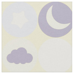 Lila Wolkenmonde und Sterne Baby-Kinderzimmer-Must Stoff