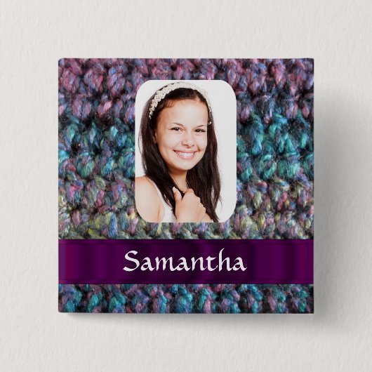 Lila Wollvorlage Button (Vorderseite)