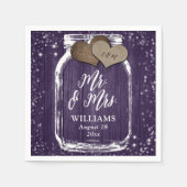 Lila Wood Mason Jar Rustic Mr. & Mrs. Wedding Serviette (Vorderseite)