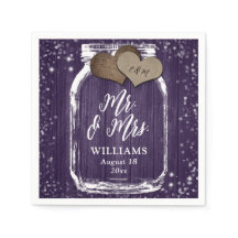 Lila Wood Mason Jar Rustic Mr. & Mrs. Wedding