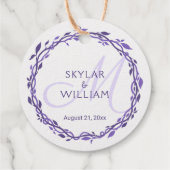 Lila Woodsy Hochzeit doppelseitiger Goldfolie Geschenkanhänger (Rückseite)