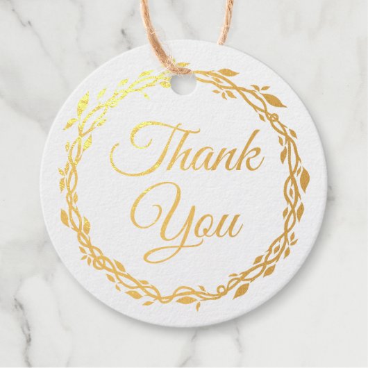 Lila Woodsy Hochzeit doppelseitiger Goldfolie Geschenkanhänger (Vorderseite)