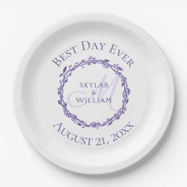 Lila Woodsy Wedding Best Day Ever Decorative Pappteller