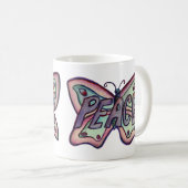Lila Word Art Lila Butterfly Wings Kaffee Cup Kaffeetasse (VorderseiteRechts)