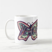Lila Word Art Lila Butterfly Wings Kaffee Cup Kaffeetasse (Links)