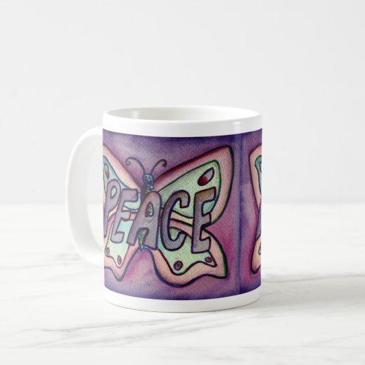 Lila Word Art Lila Butterfly Wings Kaffee Tasse (Vorderseite Links)