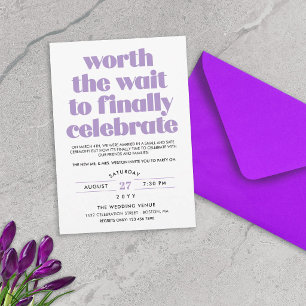 Lila 'Worth the Wait' Folge Hochzeitsfeier Einladung