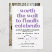 Lila Worth the Wait Sequel Wedding Celebration Einladung (Vorne/Hinten)