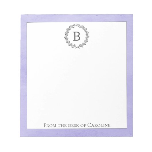 Lila Wraath Monogram Notepad Notizblock (Vorderseite)