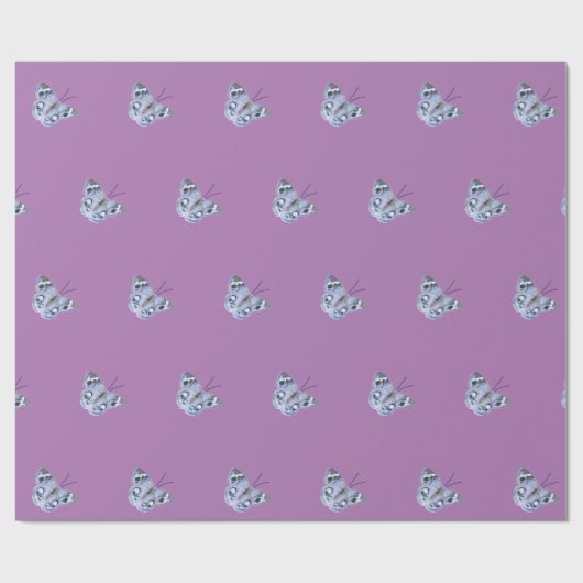 Lila Wrapping Paper Blue Butterfly Geschenkpapier (Flach)