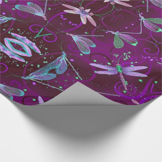 Lila Wrapping-Papier für Libellen Geschenkpapier (Ecke)
