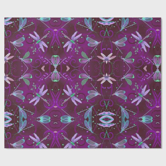 Lila Wrapping-Papier für Libellen Geschenkpapier (Flach)