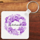 Lila Wreath Personalisiert Bridesmaid Schlüsselanh Schlüsselanhänger (Rückseite)