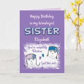 Lila wunderbare Schwester mit Namen Karte (Gelbe Blume)