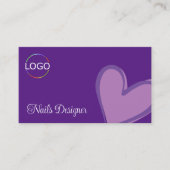 Lila wunderschönes Lilac Herz mit Logos und Foto Visitenkarte (Vorderseite)
