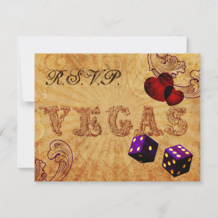 lila Würfel Vintag Vegas Hochzeit rsvp Karte