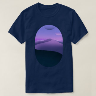 Lila Wüstenlandschaft Nachthimmel T-Shirt