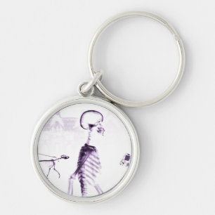 Lila X-Ray Skeleton City Scene Schlüsselanhänger