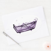 Lila X-Ray Skelett in der Badewanne Ovaler Aufkleber (Umschlag)