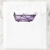Lila X-Ray Skelett in der Badewanne Ovaler Aufkleber (Tasche)