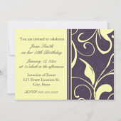 Lila Yellow 50. Geburtstagsparty Einladungskarten (Rückseite)