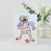 Lila Yellow Bikini Monster Postkarte (Stehend Vorderseite)