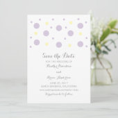 Lila Yellow Confetti Save the Date einladen (Stehend Vorderseite)