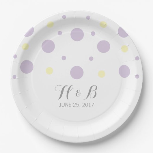 Lila Yellow Confetti Wedding Paper Teller (Vorderseite)