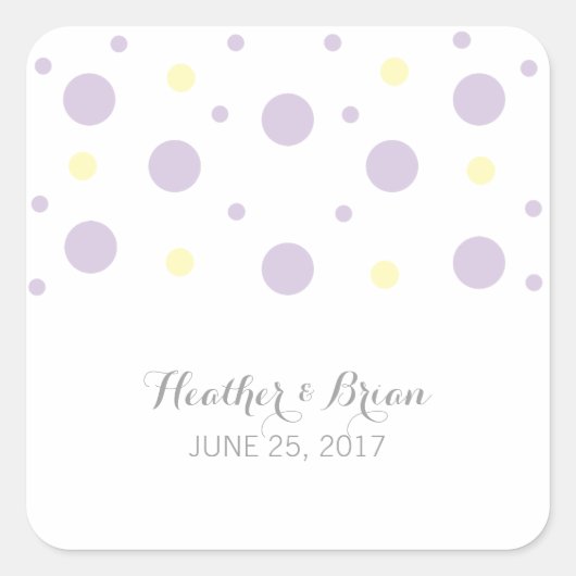 Lila Yellow Confetti Wedding Stickers (Vorderseite)