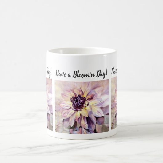 Lila Yellow Dahlia Wasserfarbe Blume Kaffeetasse (Mittel)