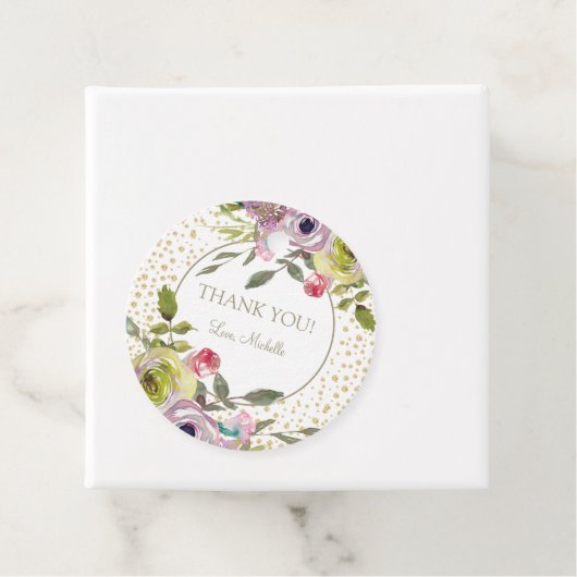Lila Yellow Floral Gold Glitzer Vielen Dank Geschenkanhänger (Beispiel)