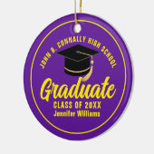 Lila Yellow Graduate Custom Abschluss Weihnachten Keramik Ornament (Links)
