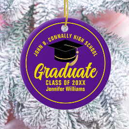 Lila Yellow Graduate Custom Abschluss Weihnachten Keramik Ornament