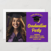 Lila-Yellow-Graduate-Foto 2025 Graduation Party Einladung (Vorne/Hinten)