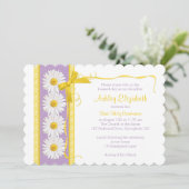 Lila Yellow Shasta Daisy Communitation Einladung (Stehend Vorderseite)