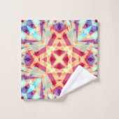 Lila Yellow Turquoise Red Geometric Marokkanisch Badhandtuch Set (Waschlappen)