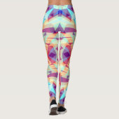 Lila Yellow Turquoise Red Geometric Marokkanisch Leggings (Rückseite)