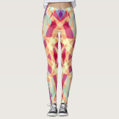 Lila Yellow Turquoise Red Geometric Marokkanisch Leggings (Vorderseite)