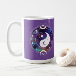 Lila Yin Yang Galaxy und Crescent Moon Mystical Kaffeetasse