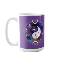 Lila Yin Yang Galaxy und Crescent Moon Mystical
